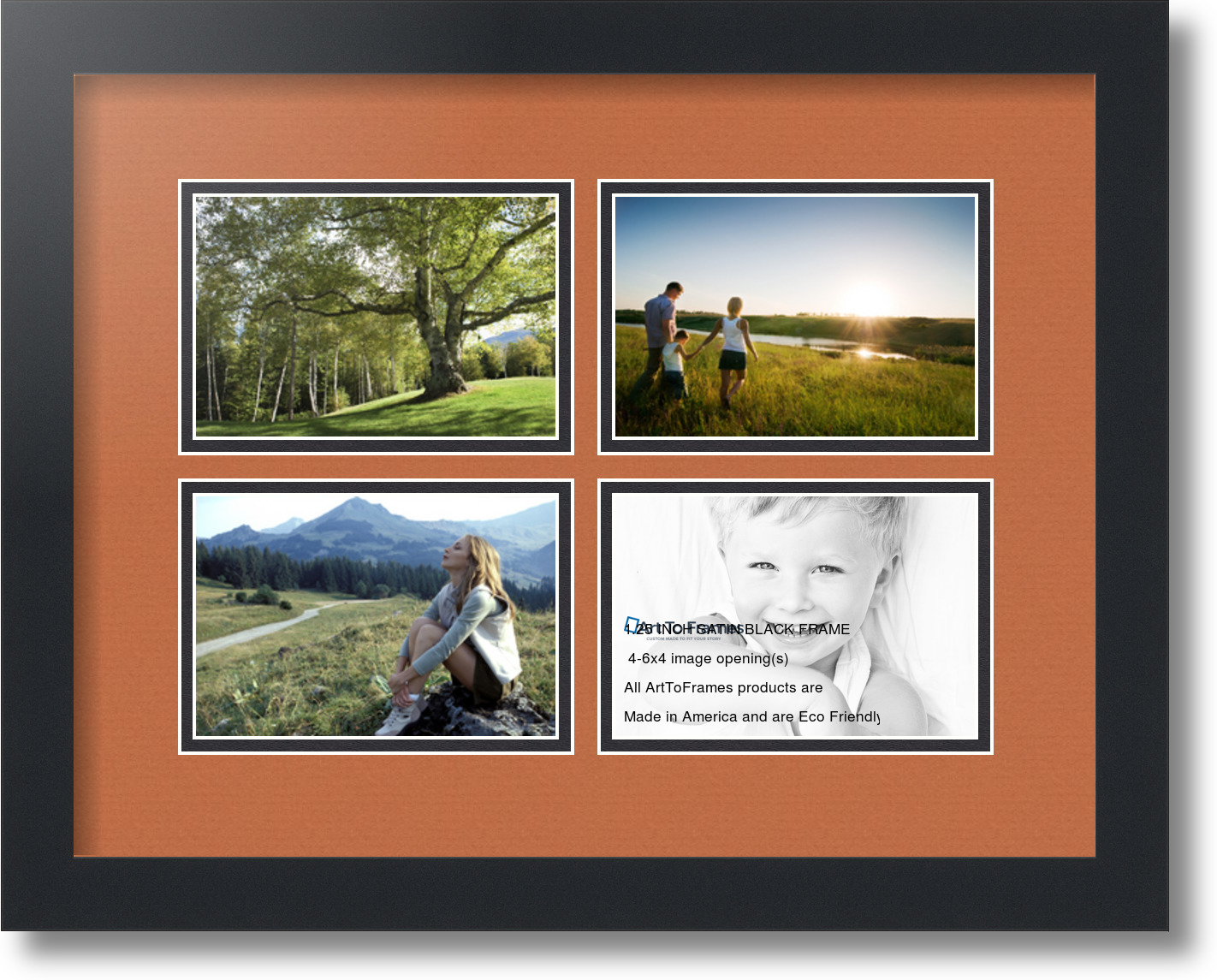 ArtToFrames Collage Mat Picture Photo Frame 4 4x6" Openings in Satin