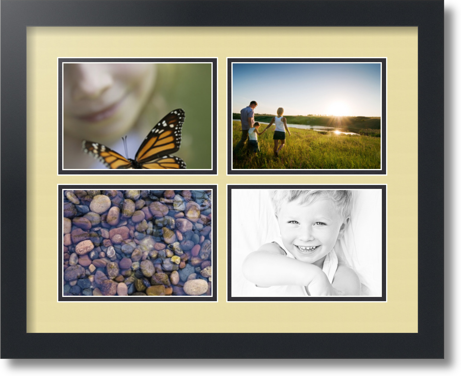 ArtToFrames Collage Mat Picture Photo Frame 4 5x7" Openings in Satin