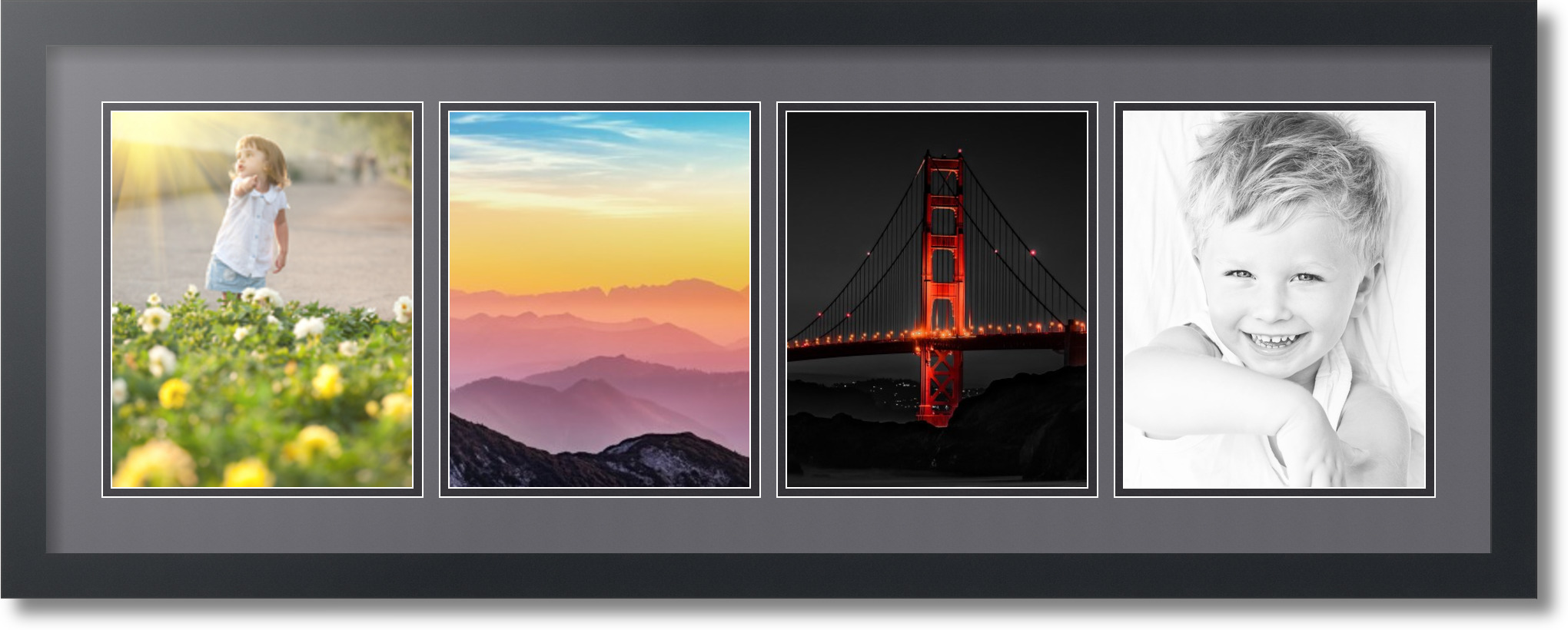 ArtToFrames Collage Mat Picture Photo Frame 4 8x10" Openings Satin