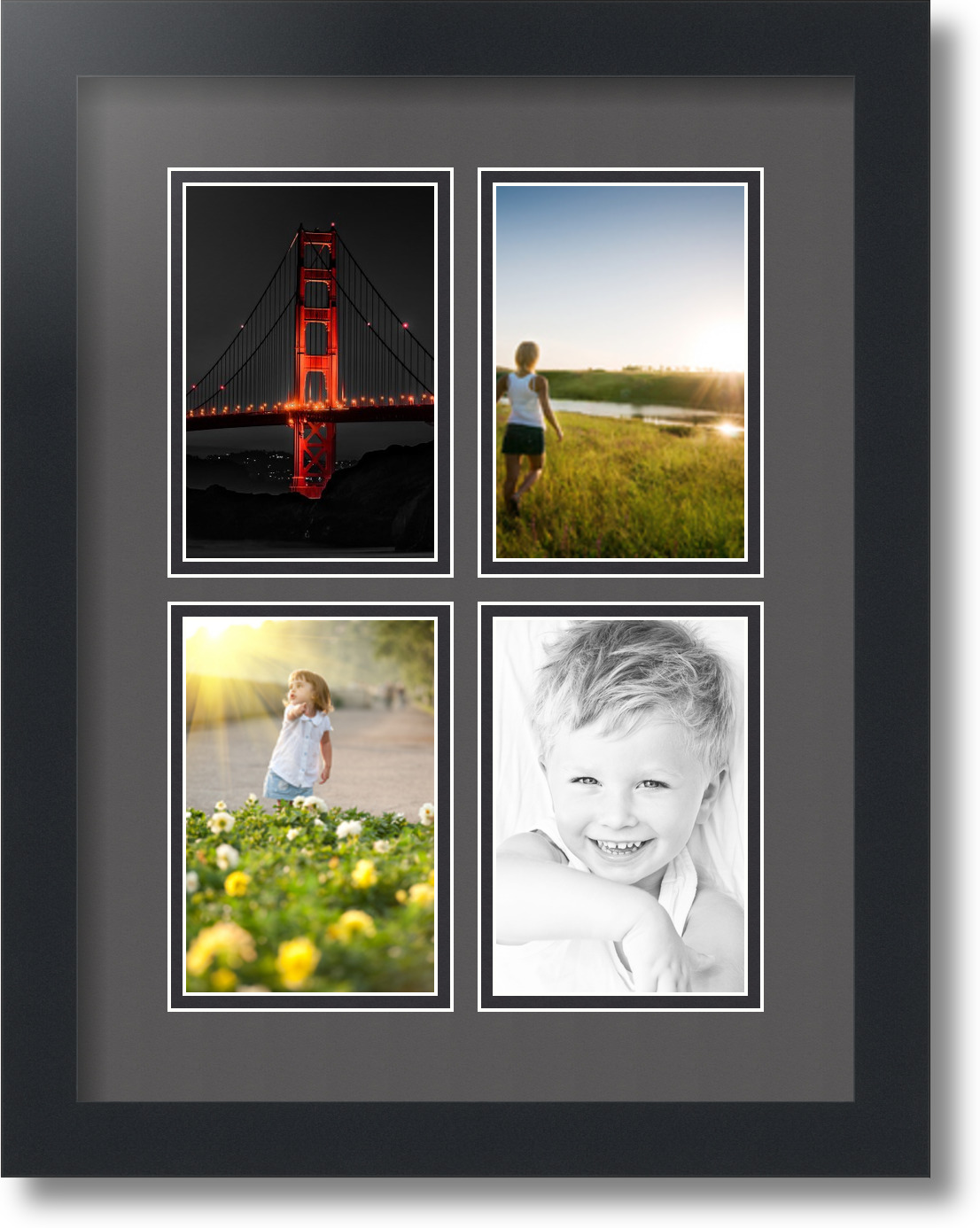 ArtToFrames Collage Mat Picture Photo Frame 4 4x6" Openings in Satin