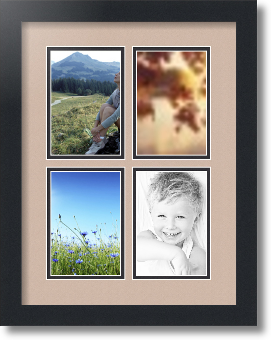 ArtToFrames Collage Mat Picture Photo Frame 4 4x6" Openings in Satin