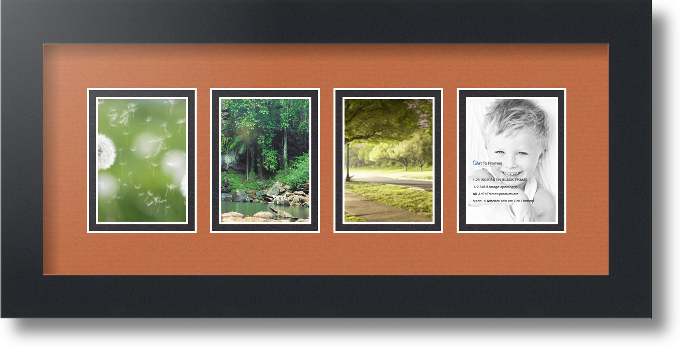 ArtToFrames Collage Mat Picture Photo Frame 4 2.5x3.5" Openings Satin