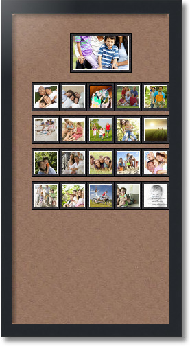 14x28 Satin Black collage picture frame 21 opening Sandpiper and Black mat