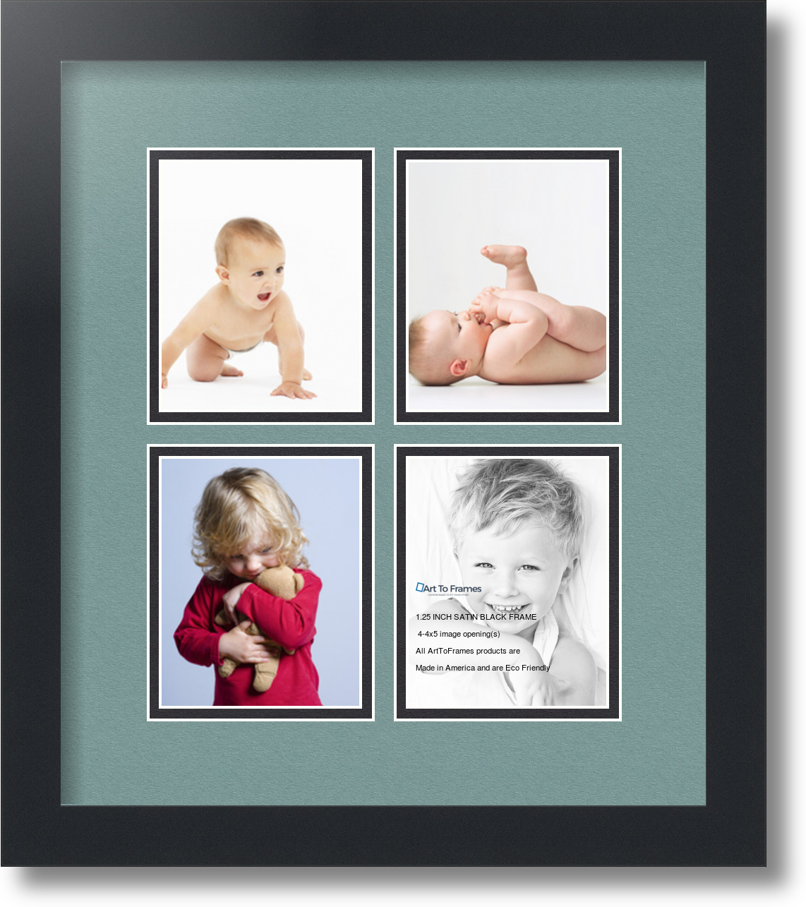 ArtToFrames Collage Mat Picture Photo Frame - 4 4x5" Openings in Satin