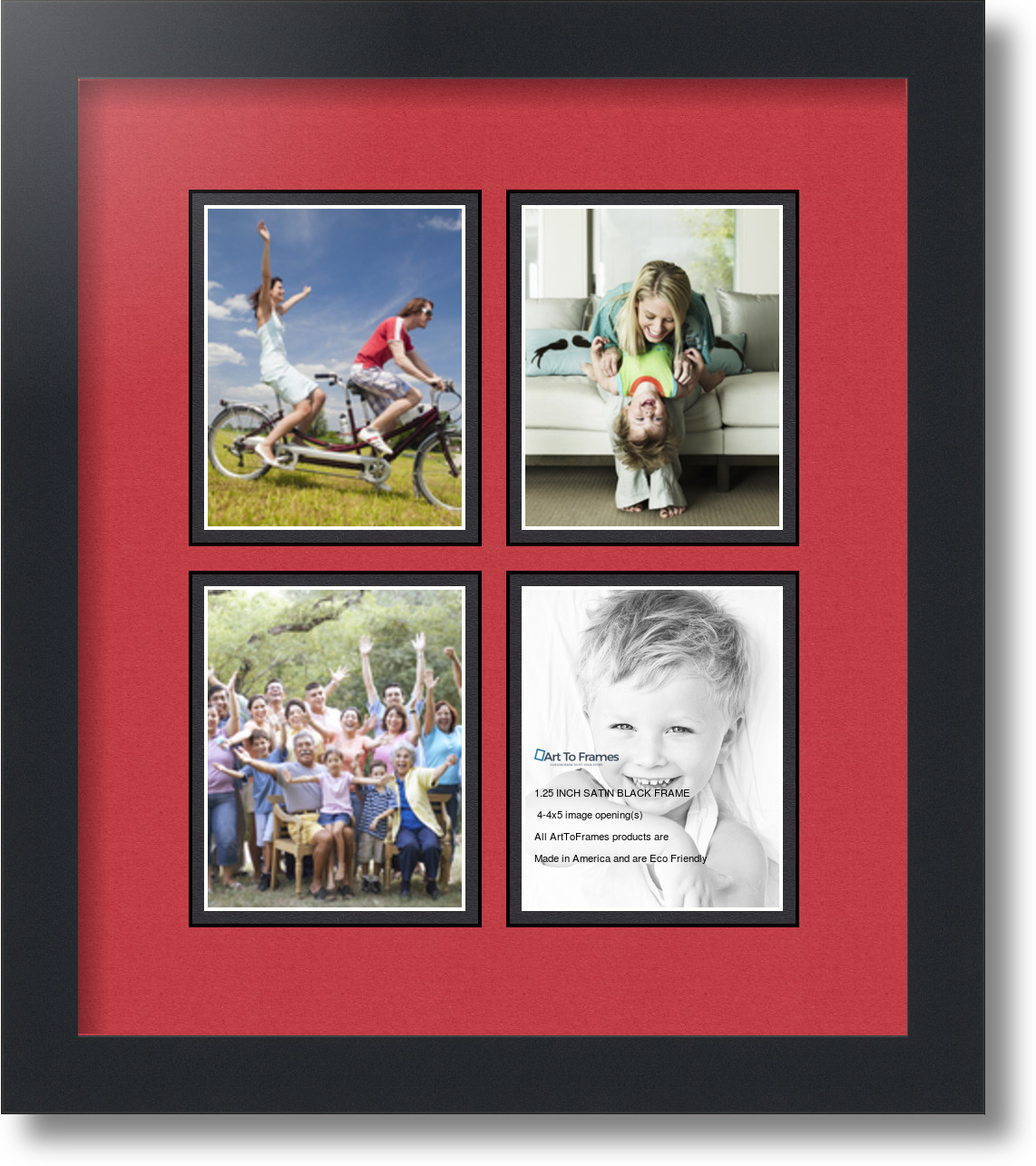 ArtToFrames Collage Mat Picture Photo Frame 4 4x5" Openings in Satin